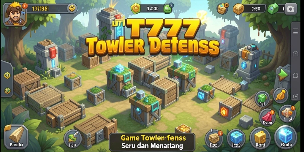 Screenshot JT777 menampilkan aksi menegangkan dalam game Tower Defense.