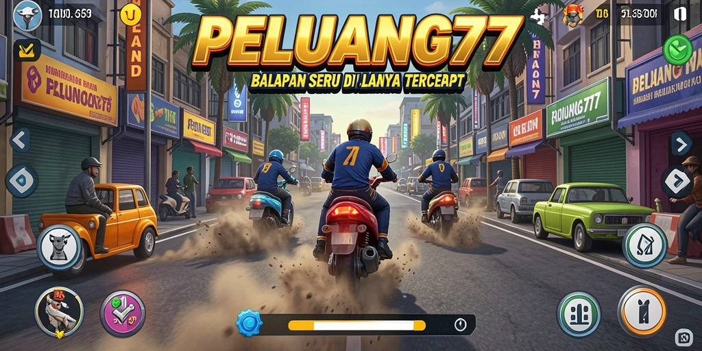 Gameplay PELUANG77 yang seru dan mendebarkan saat balapan.