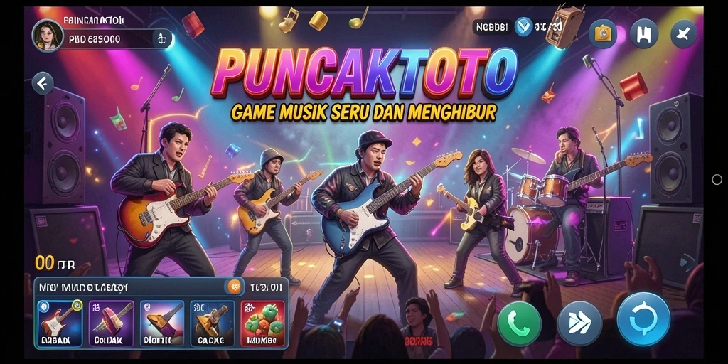 Tampilan visual menakjubkan PUNCAKTOTO saat gameplay musik.