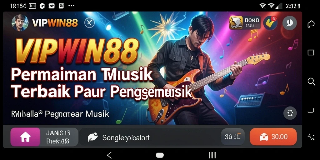 Screenshot utama menunjukkan gameplay musik yang menarik dan interaktif.